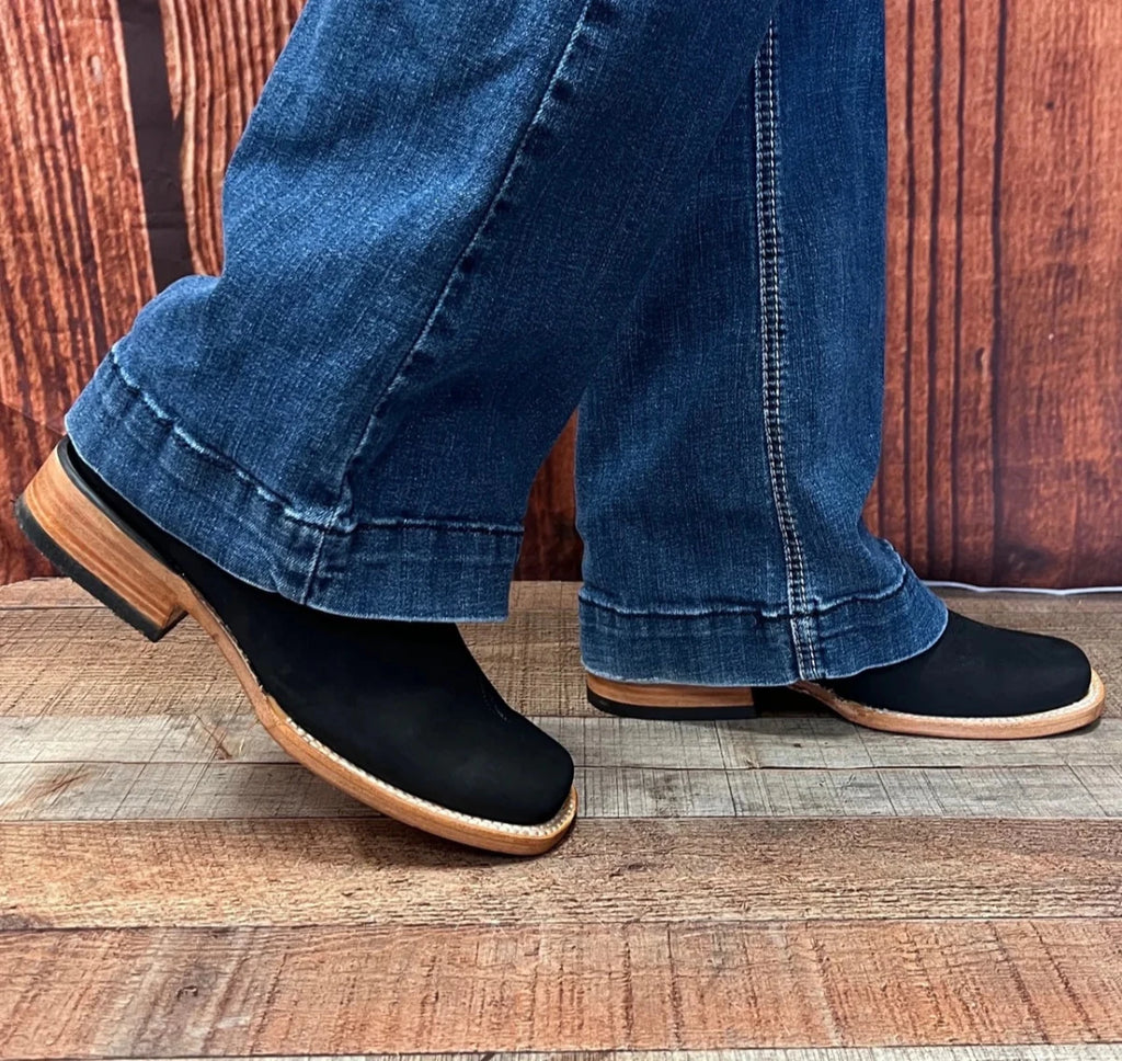 Women's Western Cowgirl Square Toe Half Boots Est. 710 Black - OriginalWestern.com