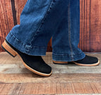 Women's Western Cowgirl Square Toe Half Boots Est. 710 Black - OriginalWestern.com