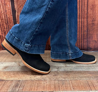 Women's Western Cowgirl Square Toe Half Boots Est. 710 Black - OriginalWestern.com