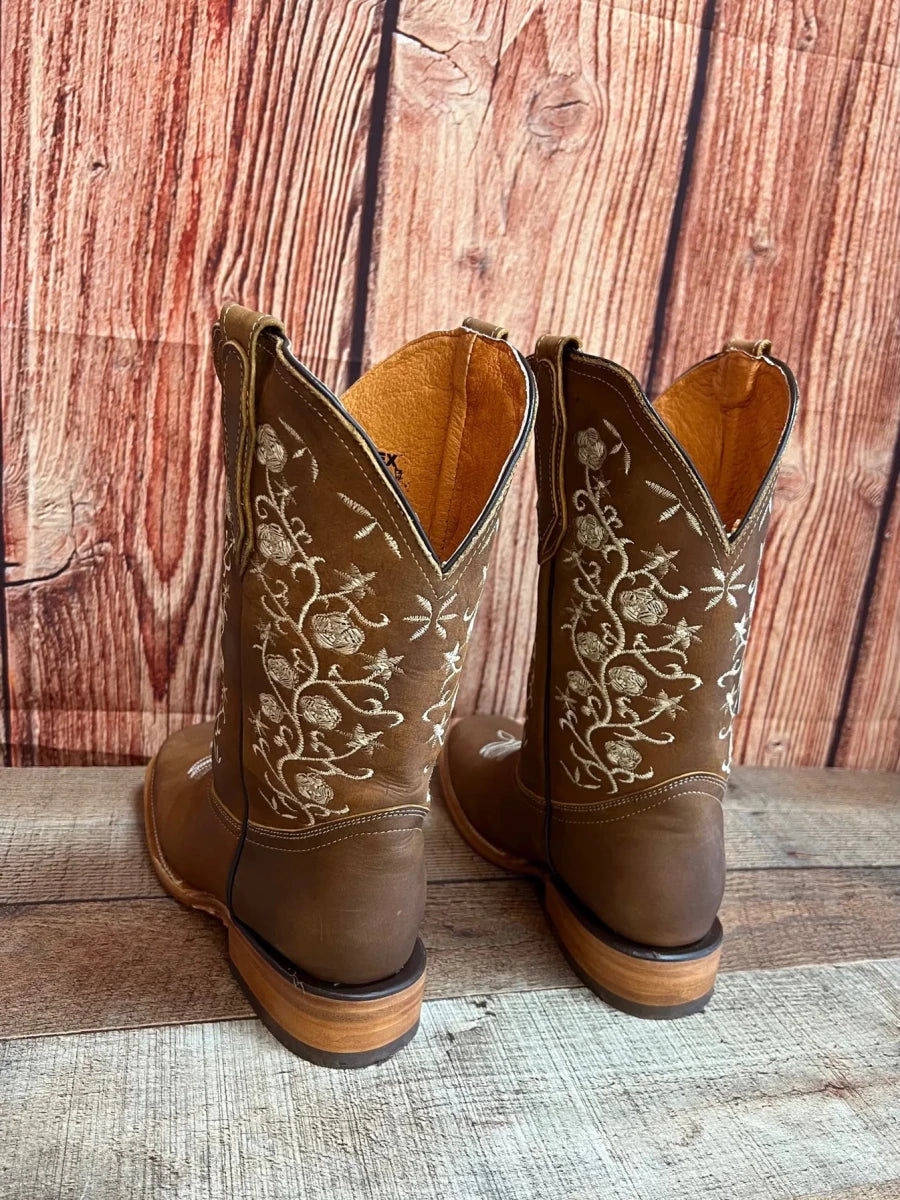 Women's Western Cowgirl Wide Calf Boot Est. 713 Tan - OriginalWestern.com