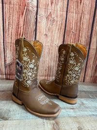 Women's Western Cowgirl Wide Calf Boot Est. 713 Tan - OriginalWestern.com