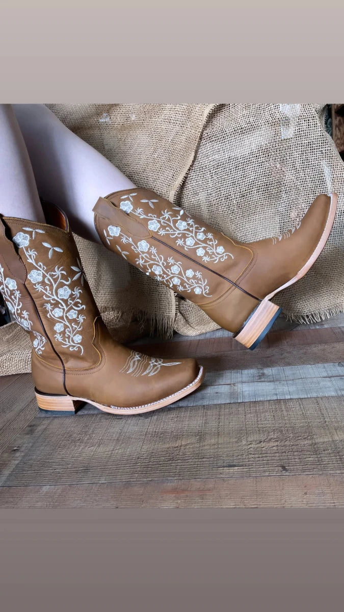 Women's Western Rodeo Leather Cowgirl Boots Est. 254 Tan - OriginalWestern.com