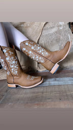 Women's Western Rodeo Leather Cowgirl Boots Est. 254 Tan - OriginalWestern.com