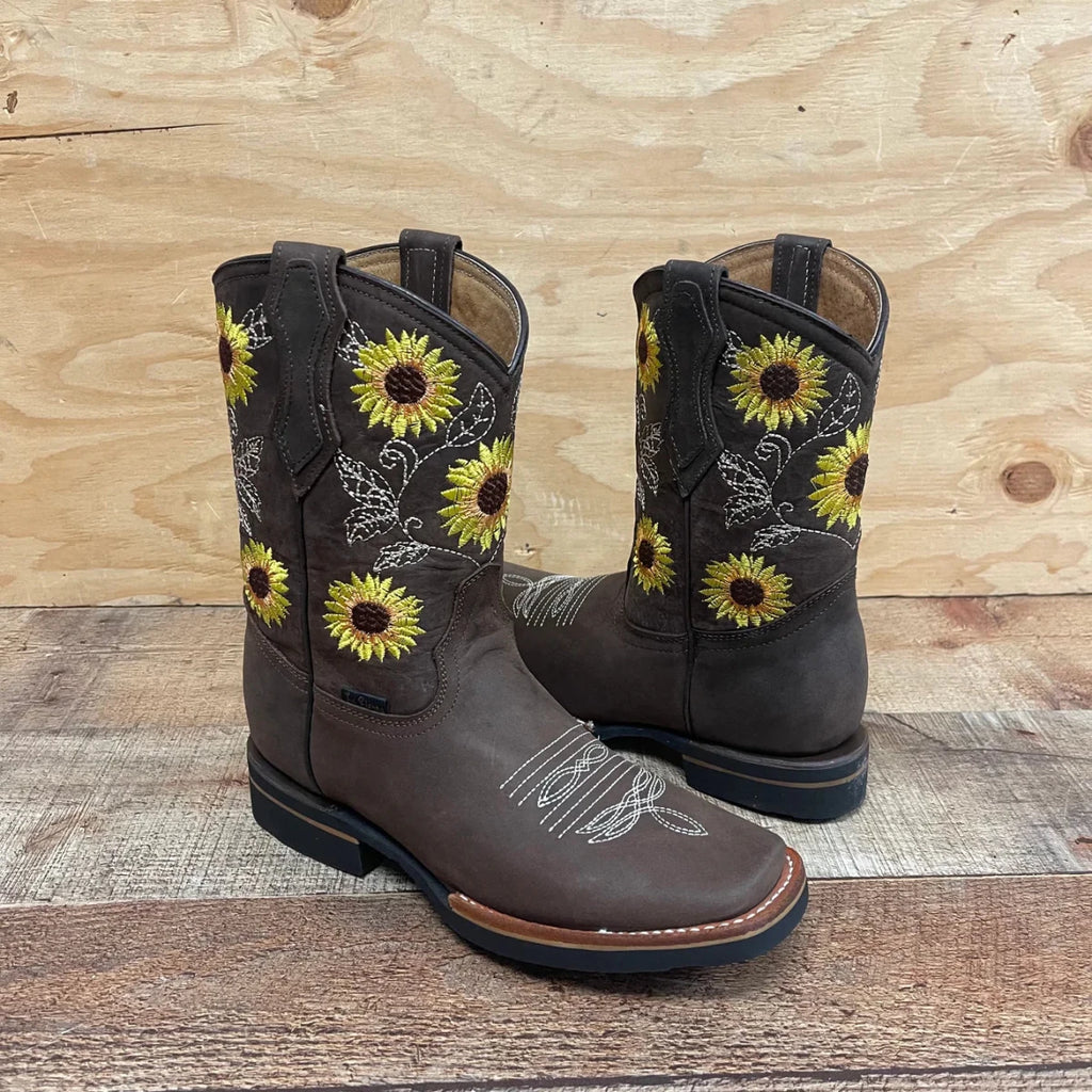 Women's Western Rodeo Square Toe Cowgirl Boots Leather Sunflower Est. 711 Brown - OriginalWestern.com
