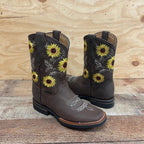 Women's Western Rodeo Square Toe Cowgirl Boots Leather Sunflower Est. 711 Brown - OriginalWestern.com