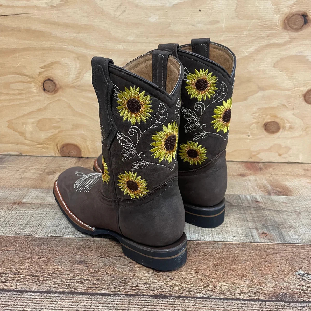 Women's Western Rodeo Square Toe Cowgirl Boots Leather Sunflower Est. 711 Brown - OriginalWestern.com