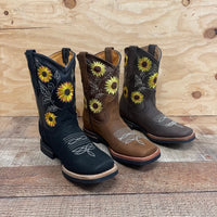 Women's Western Rodeo Square Toe Cowgirl Boots Leather Sunflower Est. 711 Tan - OriginalWestern.com