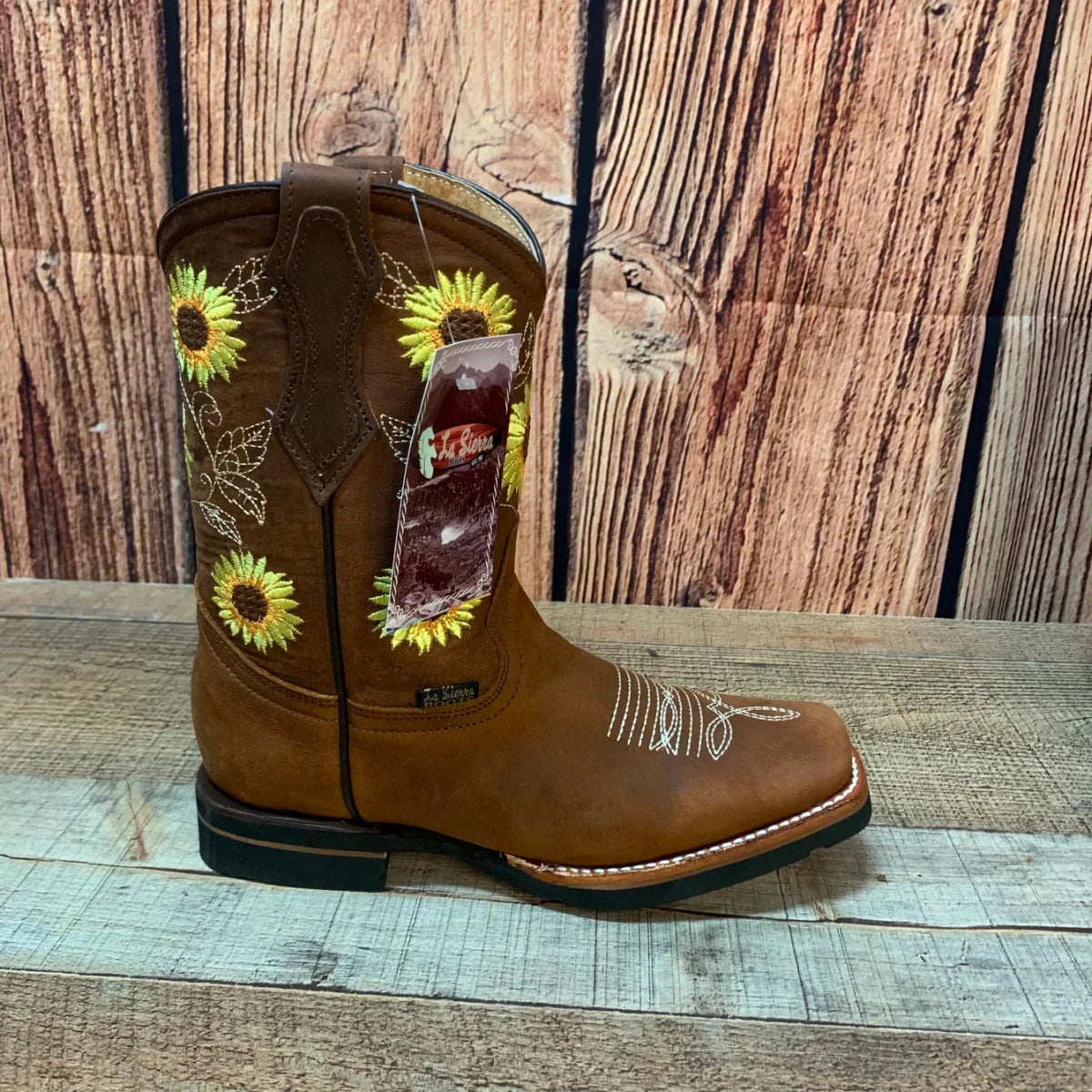 Women's Western Rodeo Square Toe Cowgirl Boots Leather Sunflower Est. 711 Tan - OriginalWestern.com