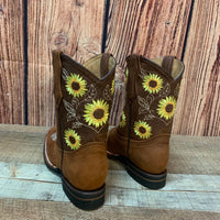 Women's Western Rodeo Square Toe Cowgirl Boots Leather Sunflower Est. 711 Tan - OriginalWestern.com