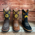 Women's Western Rodeo Square Toe Cowgirl Boots Leather Sunflower Est. 711 Tan - OriginalWestern.com