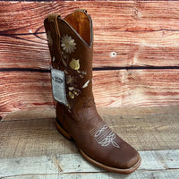 Women's Western Rodeo Square Toe Crazy Caoba Leather Boots Est. 806 - OriginalWestern.com