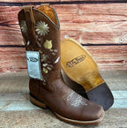 Women's Western Rodeo Square Toe Crazy Caoba Leather Boots Est. 806 - OriginalWestern.com