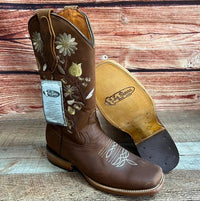 Women's Western Rodeo Square Toe Crazy Caoba Leather Boots Est. 806 - OriginalWestern.com