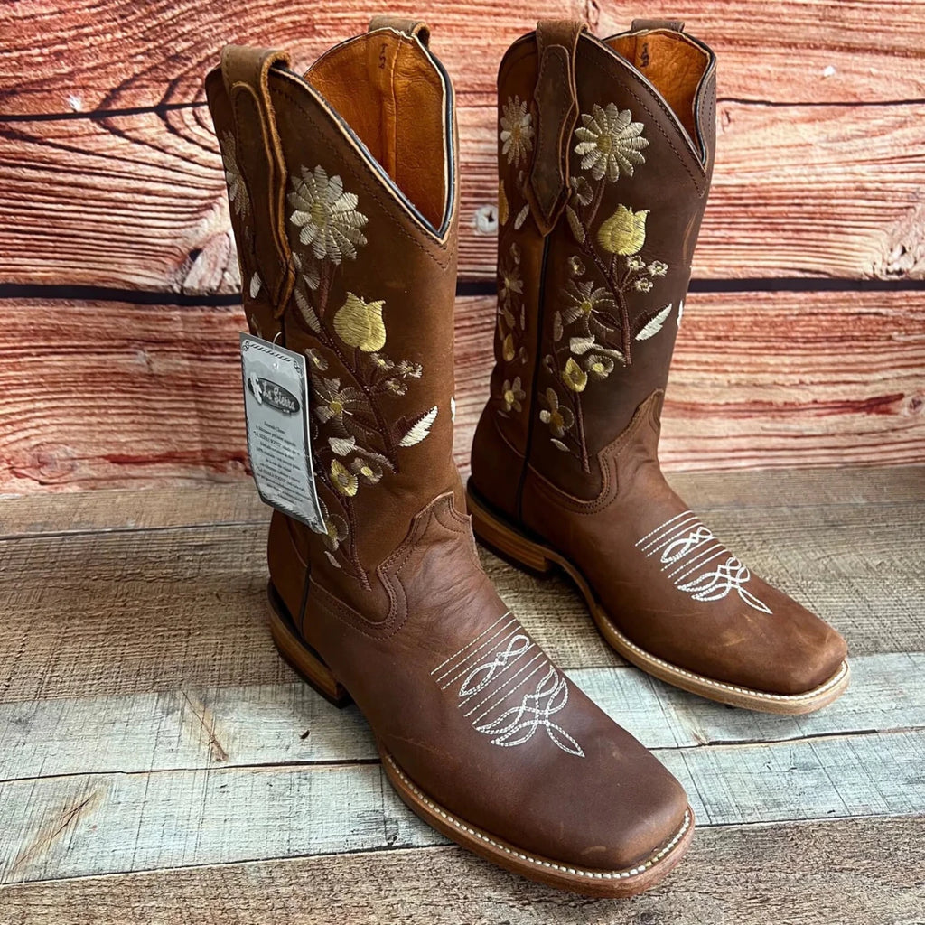 Women's Western Rodeo Square Toe Crazy Caoba Leather Boots Est. 806 - OriginalWestern.com