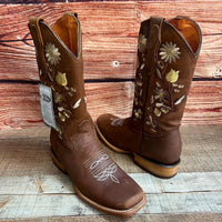 Women's Western Rodeo Square Toe Crazy Caoba Leather Boots Est. 806 - OriginalWestern.com