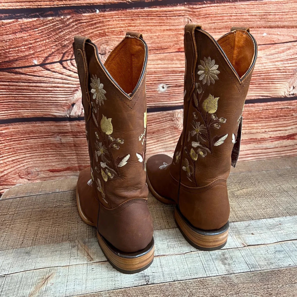 Women's Western Rodeo Square Toe Crazy Caoba Leather Boots Est. 806 - OriginalWestern.com