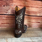 Women's Western Rodeo Square Toe Glitter Inlay Leather Boots Est. 258 Brown - OriginalWestern.com
