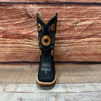 Women's Western Rodeo Square Toe Sunflower Embroidery Leather Boots Est. 808 Black - OriginalWestern.com