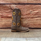 Women's Western Rodeo Square Toe Sunflower Embroidery Leather Boots Est. 808 Tan - OriginalWestern.com