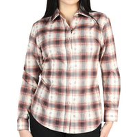 El General Women’s Western Shirt in Orange-Beige Plaid  44716