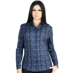 El General Women's Western Shirt in Blue and Black Plaid 44721