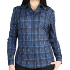 El General Women's Western Shirt in Blue and Black Plaid 44721