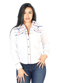 Centenario Womens White Embroidered Western-style Blouse 126681