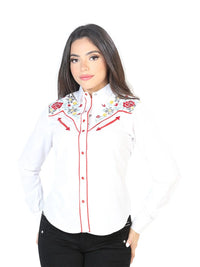 Centenario Womens White Embroidered Western-style Blouse 126686