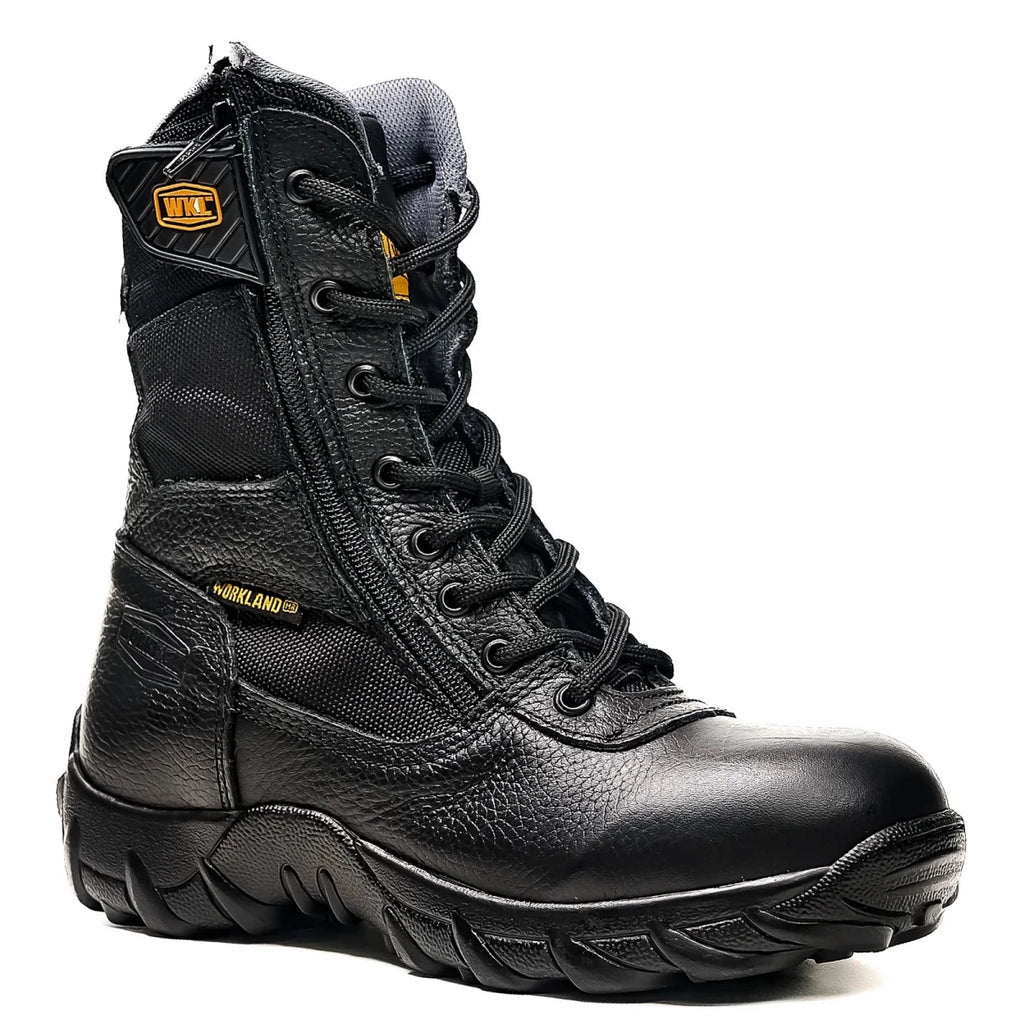 Workland Combat Comfort Zipper and Lace Work Boot–Black - OriginalWestern.com