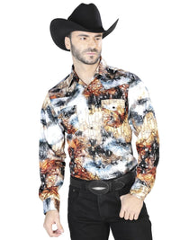 Yellow Black Casual Long Sleeve Shirt 44079 - OriginalWestern.com