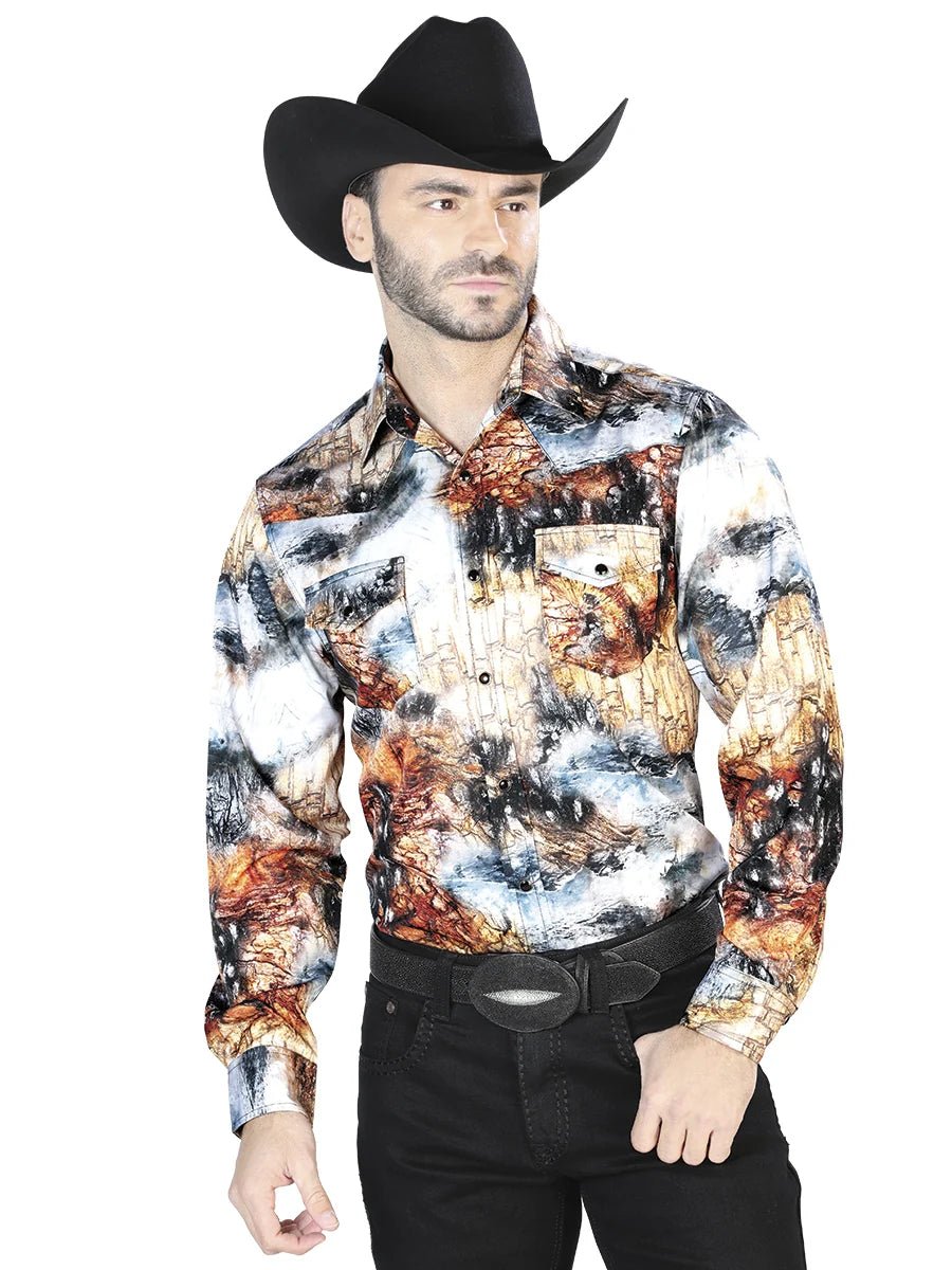 Yellow Black Casual Long Sleeve Shirt 44079 - OriginalWestern.com