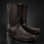 Rodeo Cartie Men's Gala Python Oval Toe Roper Boots with Zipper – Brown